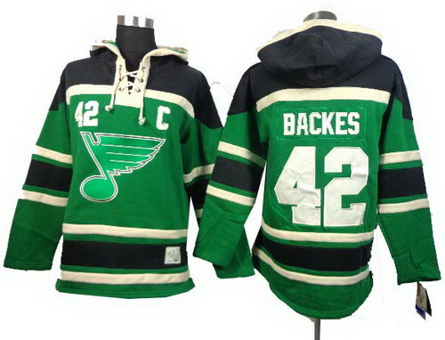 St. Louis Blues #42 David Backes green black hoody