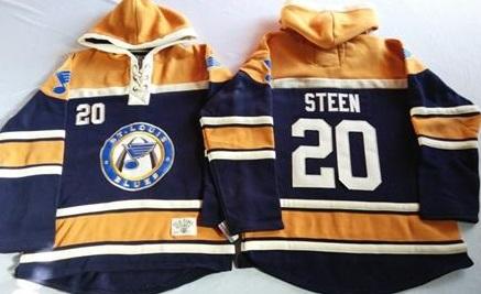 St. Louis Blues 20 Alexander Steen Navy Blue Gold Sawyer Hooded Sweatshirt NHL Jersey