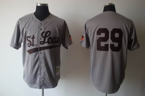 St. Louis Browns #29 Satchel Paige Home Jersey Mitchell Ness grey