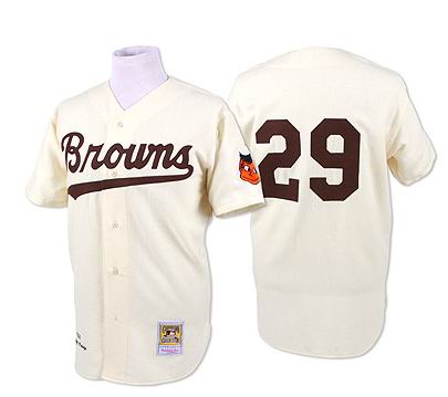 St. Louis Browns Authentic #29 Satchel Paige Home Jersey Mitchell Ness white
