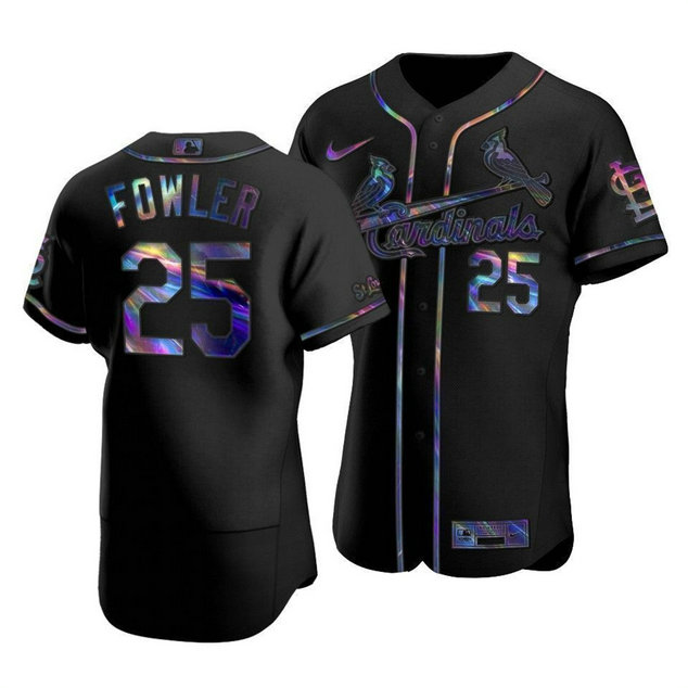 St. Louis Cardinals #25 Dexter Fowler Men's Nike Iridescent Holographic Collection MLB Jersey - Black