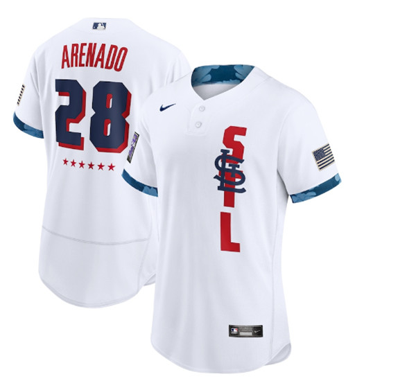 St. Louis Cardinals #28 Nolan Arenado 2021 White All-Star Flex Base Stitched MLB Jersey