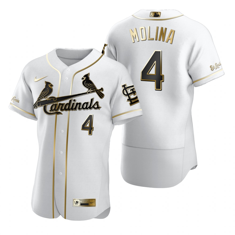 St. Louis Cardinals #4 Yadier Molina White Nike Men's Authentic Golden Edition MLB Jersey