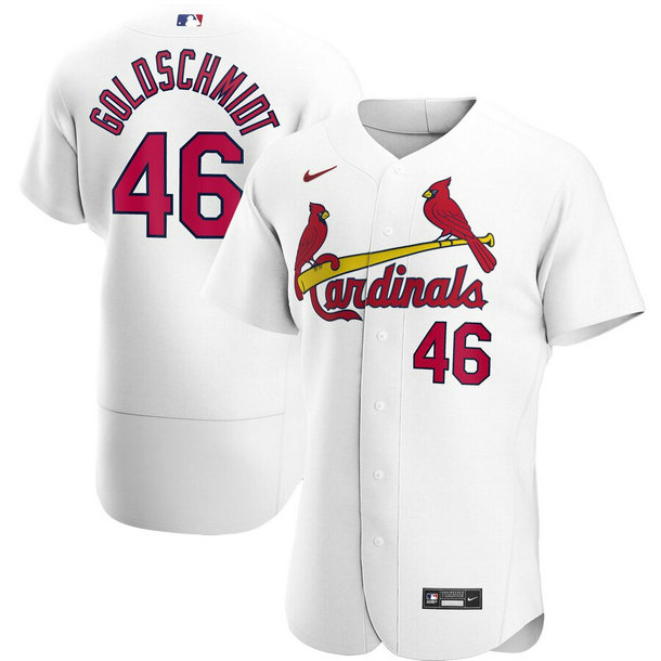 St. Louis Cardinals #46 Paul Goldschmidt Men's Nike White Home 2020 Authentic Player MLB Jersey