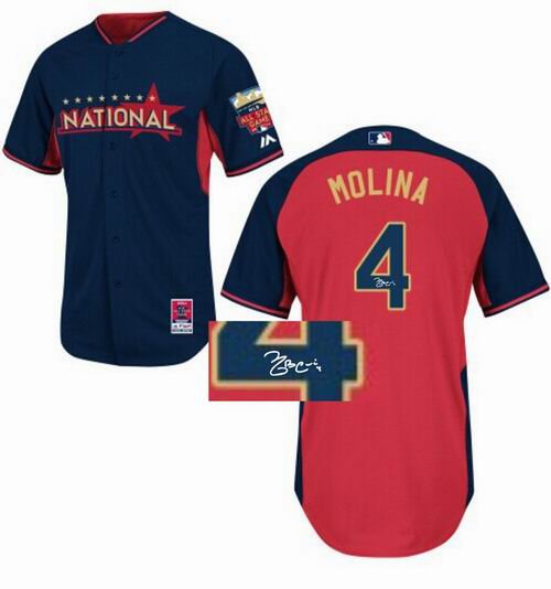 St. Louis Cardinals 4# Yadier Molina National League 2014 All Star Signature Jersey