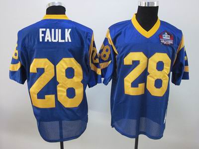 St. Louis Rams 28# Marshall faulk blue Hall of Fame PATCH JERSEYS