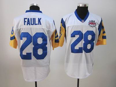 St. Louis Rams Super Bowl 2000 28# Marshall faulk white jerseys