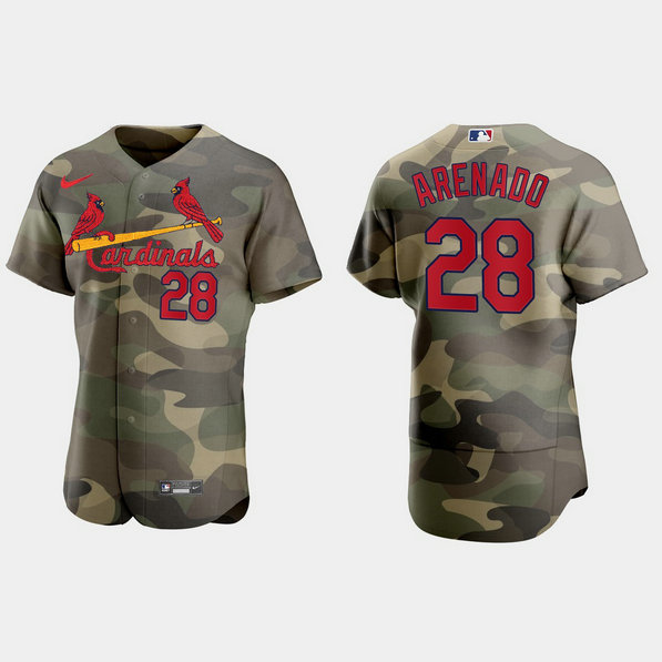 St.Louis Cardinals #28 Nolan Arenado Men's Nike 2021 Armed Forces Day Authentic MLB Jersey -Camo