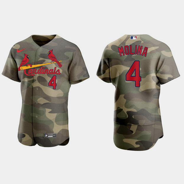 St.Louis Cardinals #4 Yadier Molina Men's Nike 2021 Armed Forces Day Authentic MLB Jersey -Camo