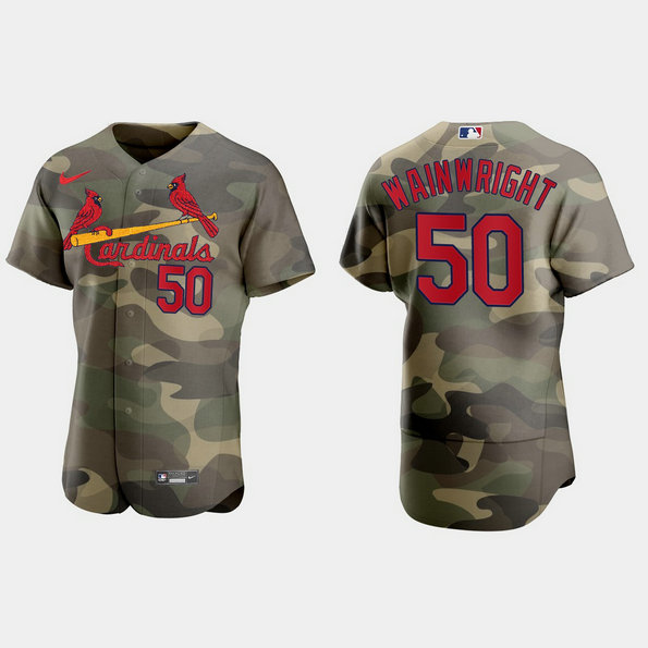 St.Louis Cardinals #50 Adam Wainwright Men's Nike 2021 Armed Forces Day Authentic MLB Jersey -Camo