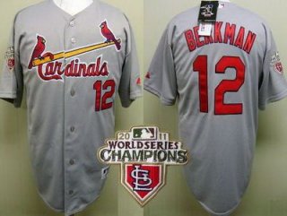 St.Louis Cardinals 12 Lance Berkman 2011 World Series Champions Jersey Grey