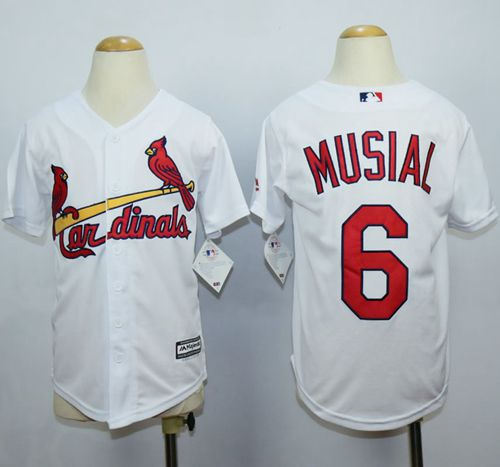 St.Louis Cardinals 6 Stan Musial White Cool Base Kid MLB Jersey