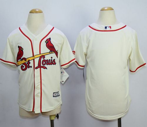 St.Louis Cardinals Blank Cream Kids Cool Base Baseball Jersey
