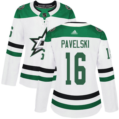 Stars #16 Joe Pavelski White Road Authentic Women's Stitched Hockey Jersey