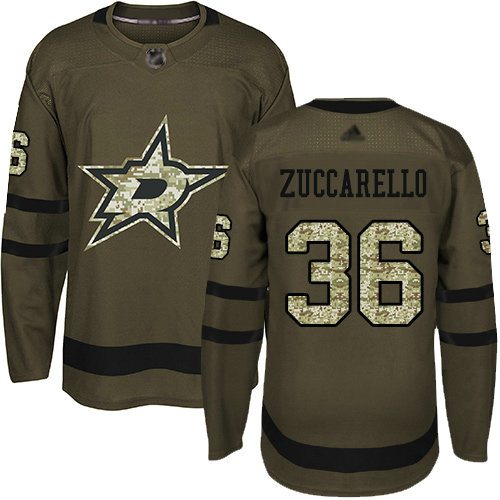 Stars #36 Mats Zuccarello Green Salute to Service Stitched Hockey Jersey