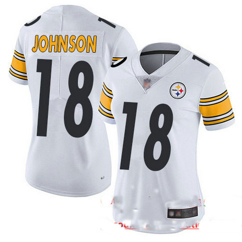 Steelers #18 Diontae Johnson White Women's Stitched Football Vapor Untouchable Limited Jersey