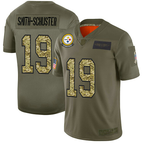 Steelers #19 JuJu Smith-Schuster Olive Camo Men's Stitched Football Limited 2019 Salute To Service Jersey