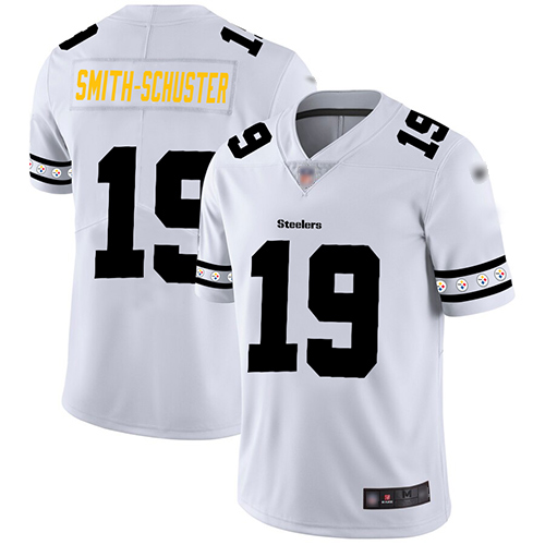 Steelers #19 JuJu Smith-Schuster White Men's Stitched Football Limited Team Logo Fashion Jersey