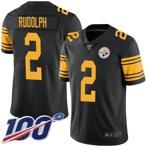 Steelers #2 Mason Rudolph Black Youth Stitched Football Limited Rush 100th Season Jersey