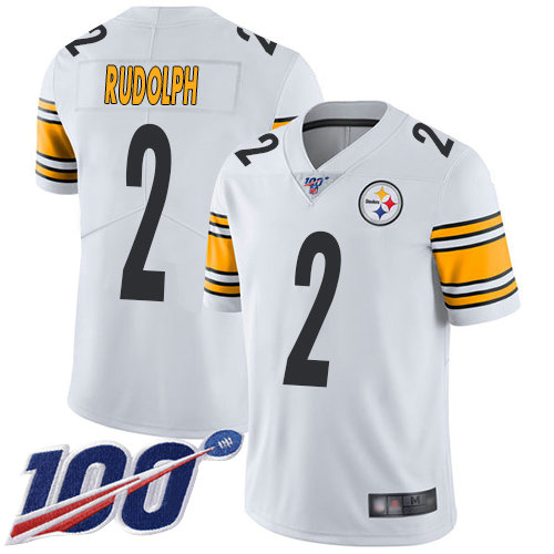 Steelers #2 Mason Rudolph White Youth Stitched Football 100th Season Vapor Limited Jersey
