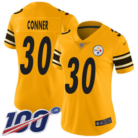 Steelers #30 James Conner Gold Women's Stitched Football Limited Inverted Legend 100th Season Jersey