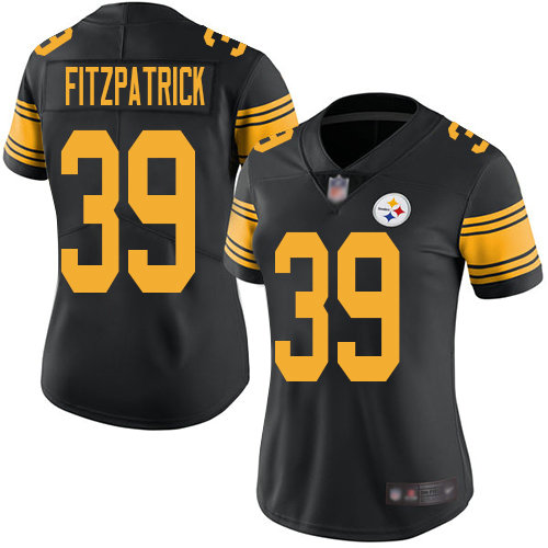 Steelers #39 Minkah Fitzpatrick Black Women's Stitched Football Limited Rush Jersey