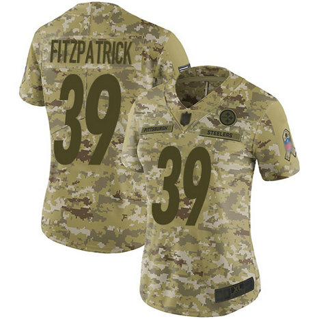 Steelers #39 Minkah Fitzpatrick Camo Women's Stitched Football Limited 2018 Salute to Service Jersey