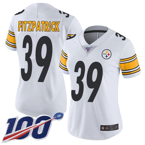 Steelers #39 Minkah Fitzpatrick White Women's Stitched Football 100th Season Vapor Limited Jersey
