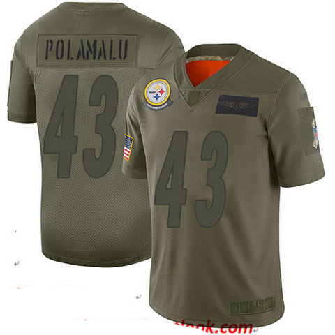 Steelers #43 Troy Polamalu Camo Youth Stitched Football Limited 2019 Salute to Service Jersey