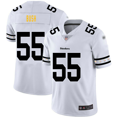 Steelers #55 Devin Bush White Men's Stitched Football Limited Team Logo Fashion Jersey