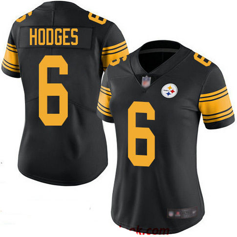 Steelers #6 Devlin Hodges Black Women's Stitched Football Limited Rush Jersey