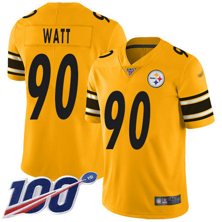 Steelers #90 T. J. Watt Gold Youth Stitched Football Limited Inverted Legend 100th Season Jersey