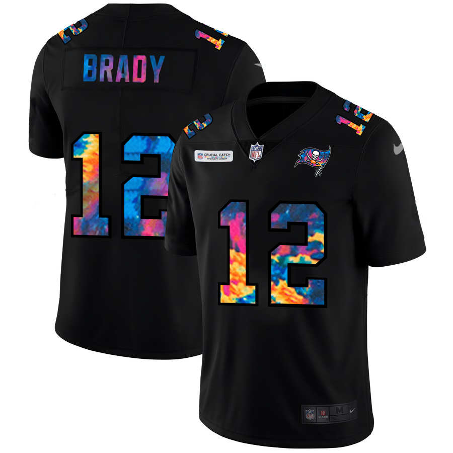 Tampa Bay Buccaneers #12 Tom Brady Men's Nike Multi-Color Black 2020 NFL Crucial Catch Vapor Untouchable Limited Jersey