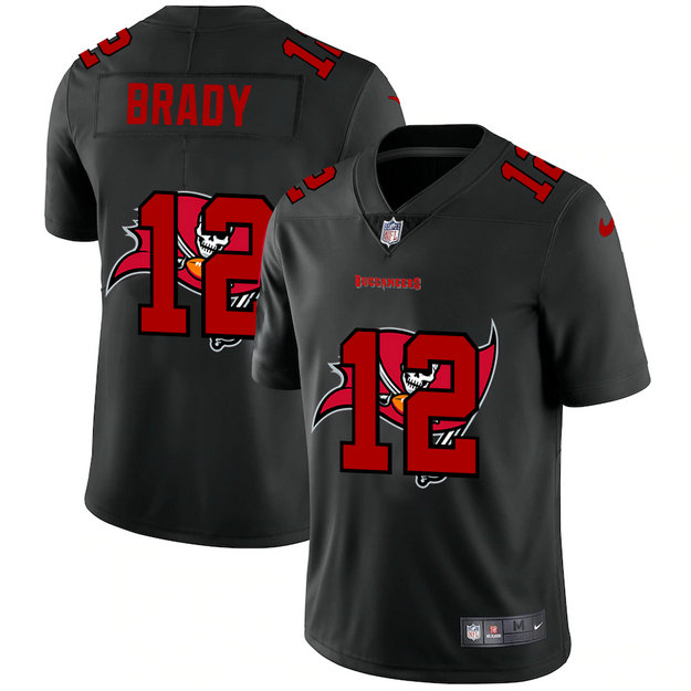 Tampa Bay Buccaneers #12 Tom Brady Men's Nike Team Logo Dual Overlap Limited NFL Jersey Black