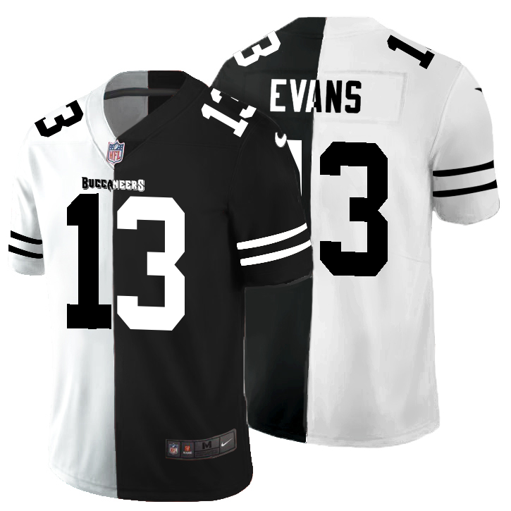 Tampa Bay Buccaneers #13 Mike Evans Men's Black V White Peace Split Nike Vapor Untouchable Limited NFL Jersey
