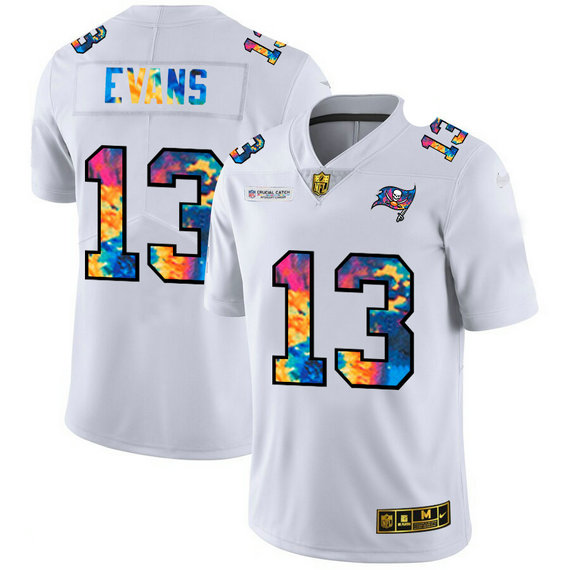 Tampa Bay Buccaneers #13 Mike Evans Men's White Nike Multi-Color 2020 NFL Crucial Catch Limited NFL Jersey
