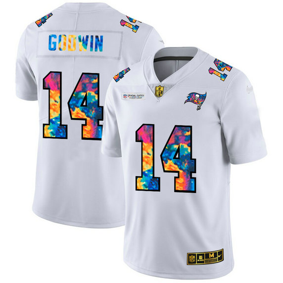 Tampa Bay Buccaneers #14 Chris Godwin Men's White Nike Multi-Color 2020 NFL Crucial Catch Limited NFL Jersey