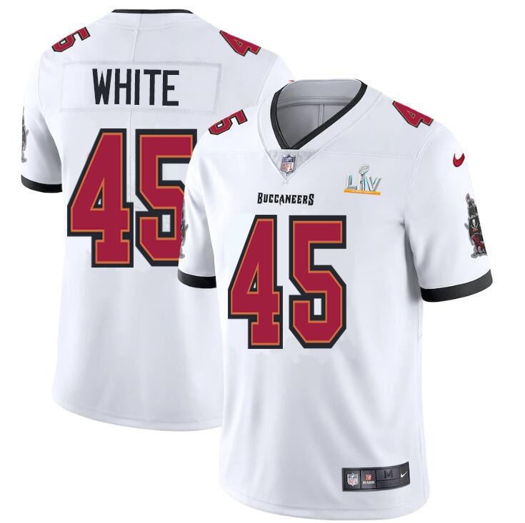 Tampa Bay Buccaneers #45 Devin White Men's Super Bowl LV Bound Nike White Vapor Limited Jersey