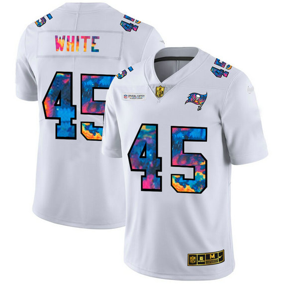 Tampa Bay Buccaneers #45 Devin White Men's White Nike Multi-Color 2020 NFL Crucial Catch Limited NFL Jersey