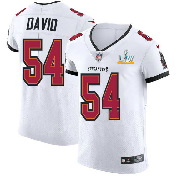 Tampa Bay Buccaneers #54 Lavonte David Men's Super Bowl LV Bound Nike White Vapor Elite Jersey