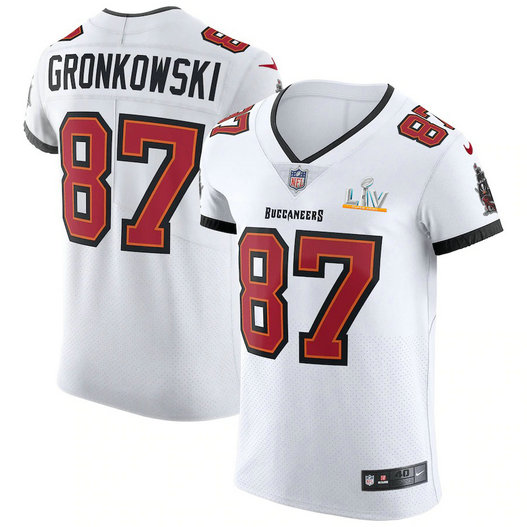 Tampa Bay Buccaneers #87 Rob Gronkowski Men's Super Bowl LV Bound Nike White Vapor Elite Jersey