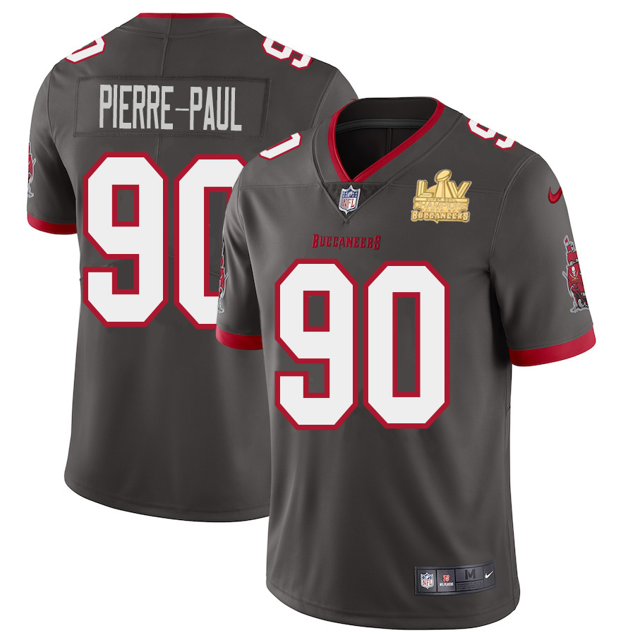 Tampa Bay Buccaneers #90 Jason Pierre-Paul Men's Super Bowl LV Champions Patch Nike Pewter Alternate Vapor Limited Jersey