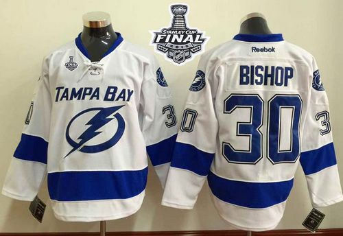 Tampa Bay Lightning 30 Ben Bishop White 2015 Stanley Cup NHL Jersey