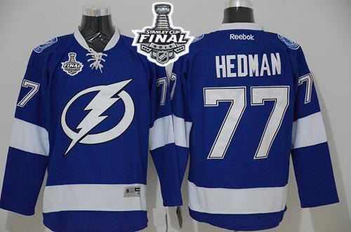 Tampa Bay Lightning 77 Victor Hedman Blue 2015 Stanley Cup NHL Jersey