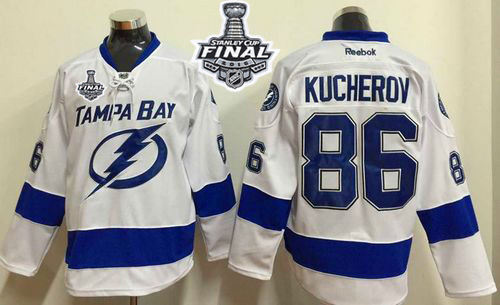 Tampa Bay Lightning 86 Nikita Kucherov White 2015 Stanley Cup NHL Jersey