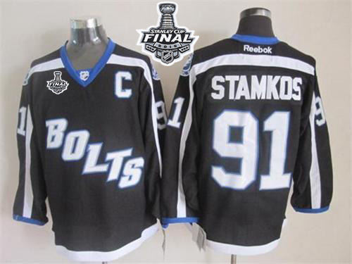 Tampa Bay Lightning 91 Steven Stamkos Black Third 2015 Stanley Cup NHL jersey