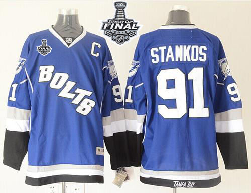 Tampa Bay Lightning 91 Steven Stamkos Blue Third 2015 Stanley Cup NHL jersey