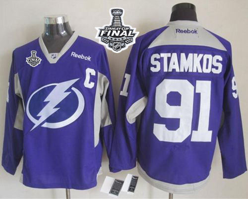 Tampa Bay Lightning 91 Steven Stamkos Purple Practice 2015 Stanley Cup NHL jersey