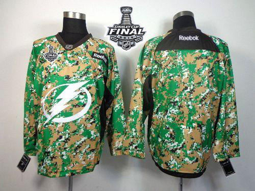 Tampa Bay Lightning Blank Camo Veterans Day Practice 2015 Stanley Cup NHL jersey