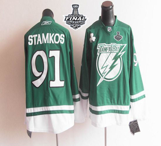 Tampa Bay Lightning St Patty-s Day 91 Steven Stamkos Green 2015 Stanley Cup NHL jersey